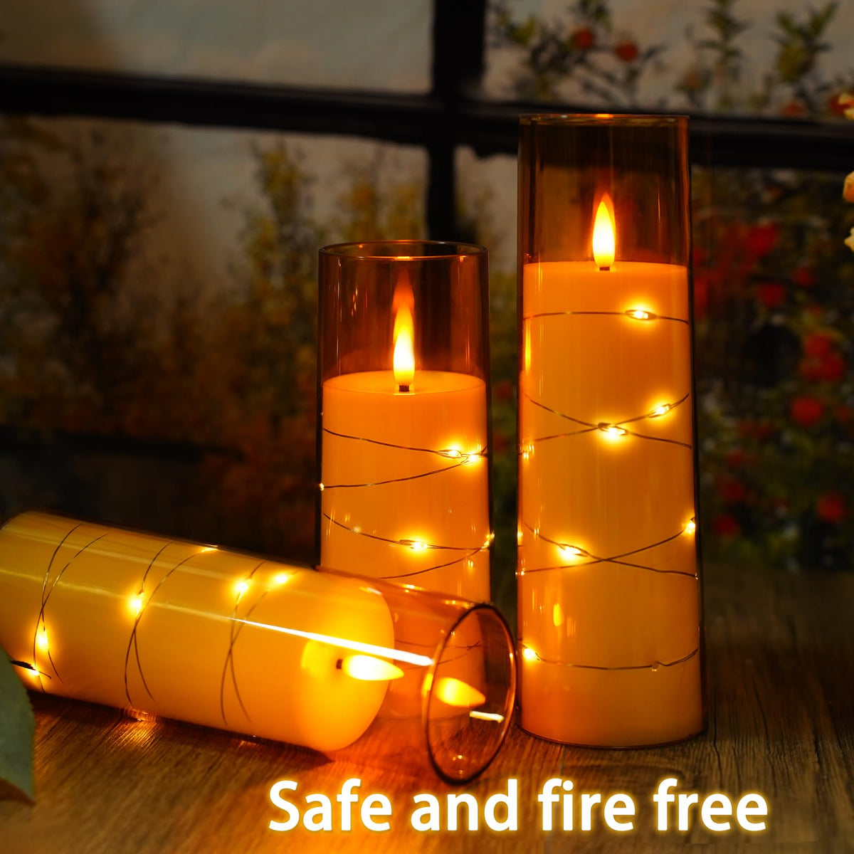 Nimiko pillar candles in varied heights help form dynamic centerpieces.