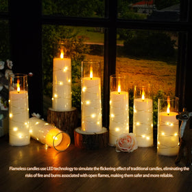 Nimiko soft-glow LED candles provide soothing light for relaxation.