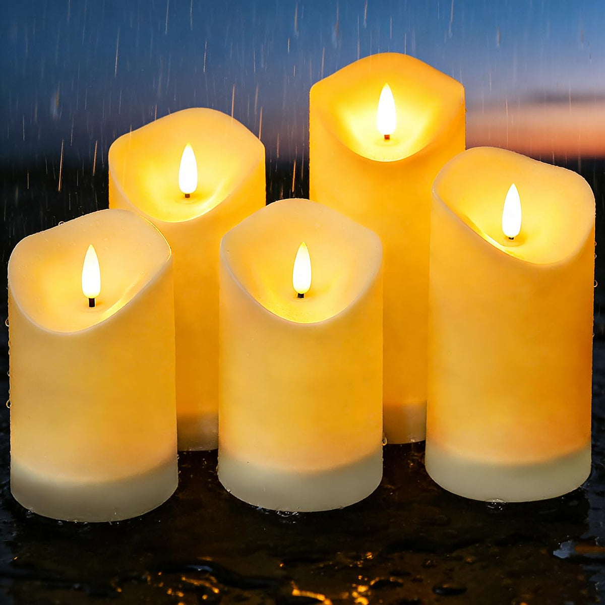 Nimiko solar outdoor flameless candles packaging for quick outdoor setup