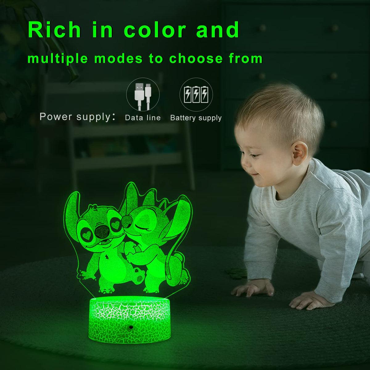 NINE SQUARE EGOU touch-control lamp for easy bedtime color changes.