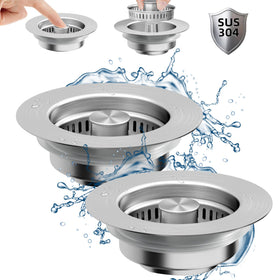 NinjaTiger 2-pack kitchen sink strainer shown for quick, mess-free draining