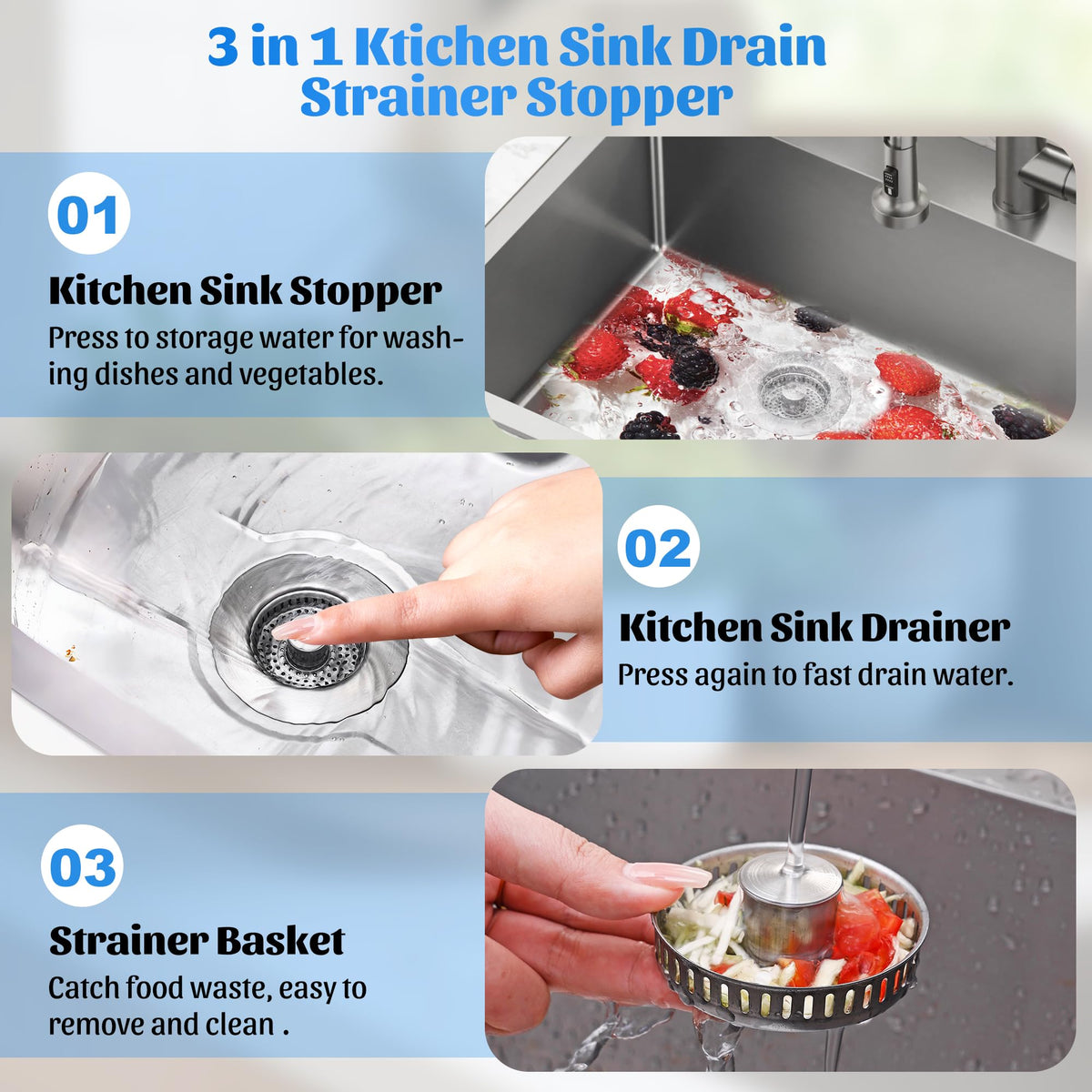 NinjaTiger pop-up plug close-up demonstrating easy fill and drain control