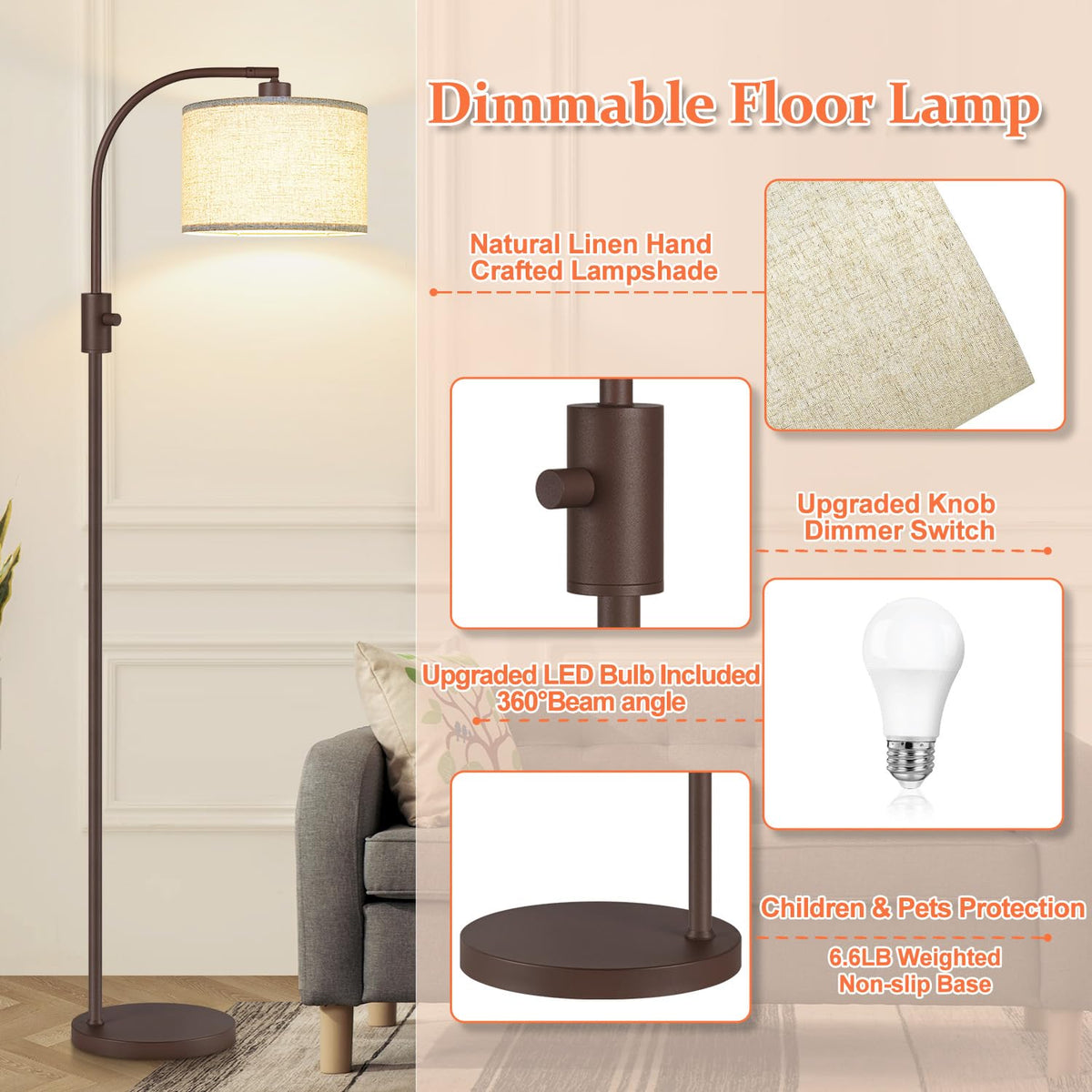 Nintiue 1200 lumens LED bulb included for bright tasks.