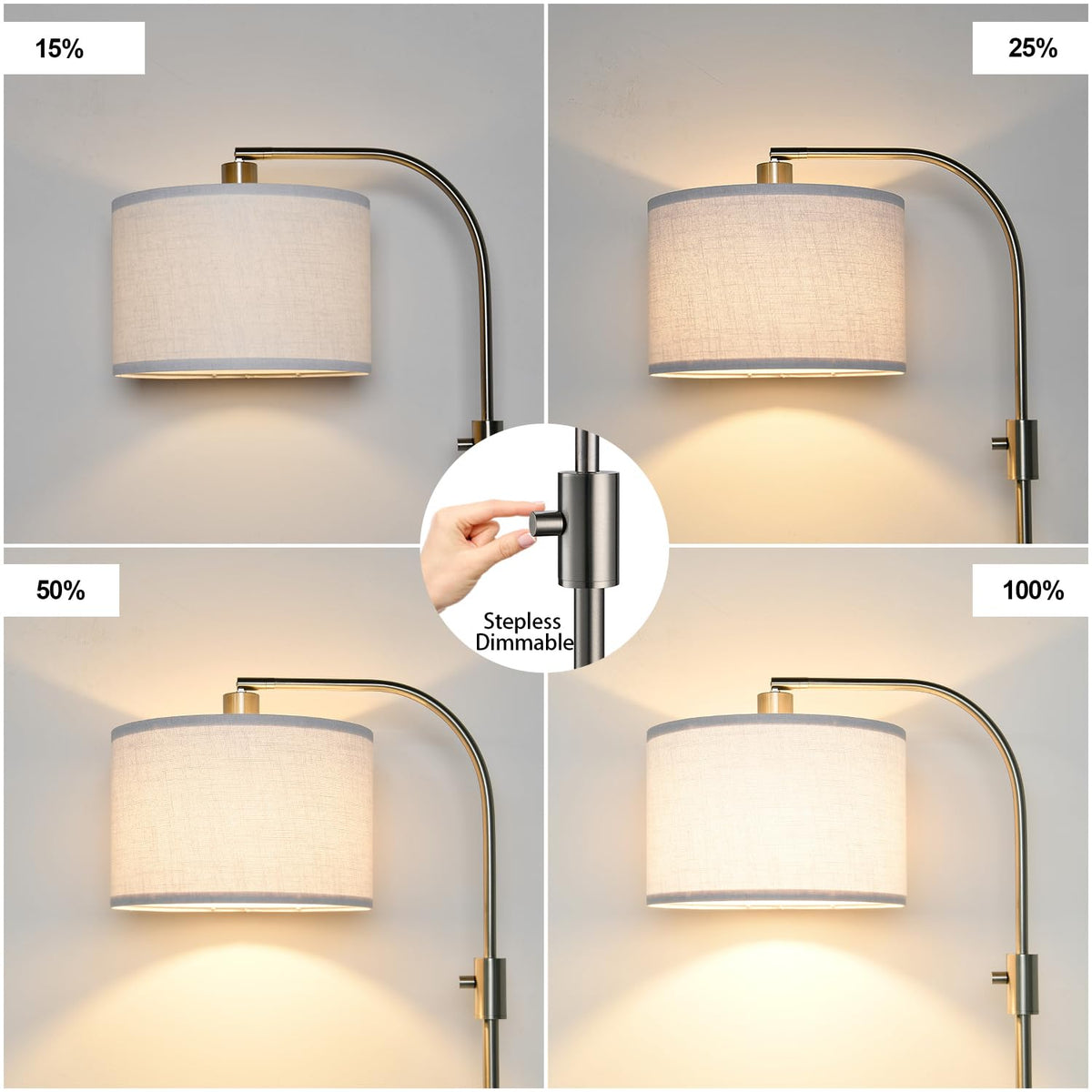 Nintiue Arc floor lamp dimming knob for stepless brightness control