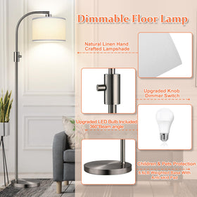 Nintiue Arc floor lamp includes 11W LED bulb 3000K soft white