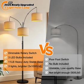 Nintiue arc light heads are adjustable to suit reading or relaxing.