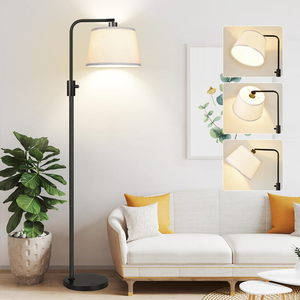 Nintiue dimmable arc floor lamp assembly shows sturdy base and clean lines for modern living rooms.
