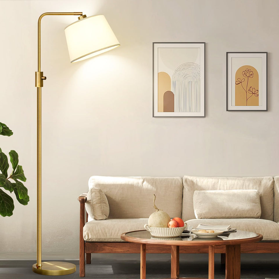 Nintiue dimmable brass arc floor lamp ideal for cozy living room ambiance.