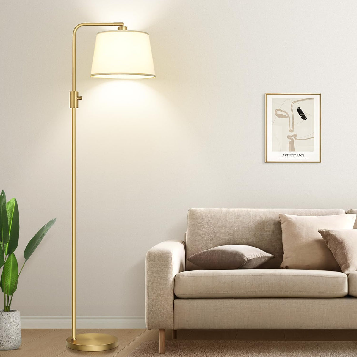 Nintiue floor lamp compatible with E26 bulbs up to 60W for customization.