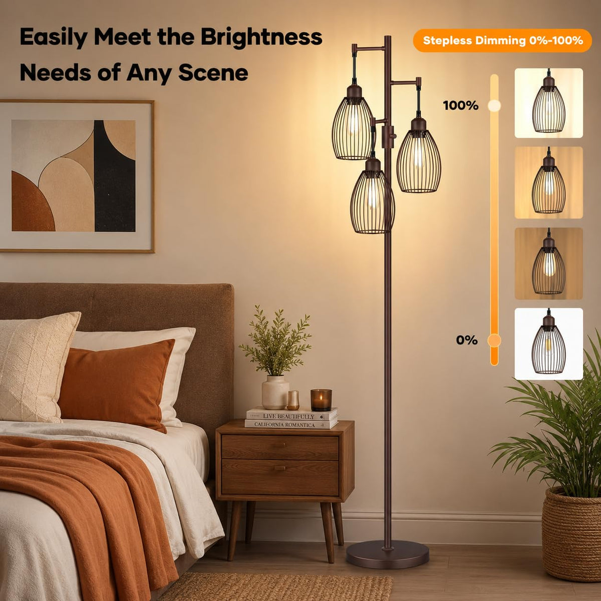 Nintiue three-bulb included setup delivers bright, even illumination.