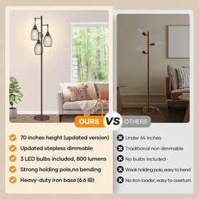 Nintiue lamp features tall metal stand for stable placement on carpets.