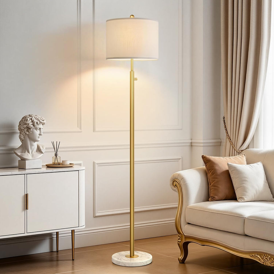 Nintiue dimmable gold floor lamp base with stable marble foundation for safety and style.