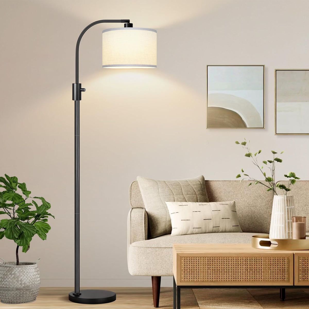 Nintiue 1200-lumen LED bulb included delivers bright soft white glow.
