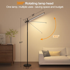 Nintiue LED corner floor lamp dimmable brightness for reading and tasks