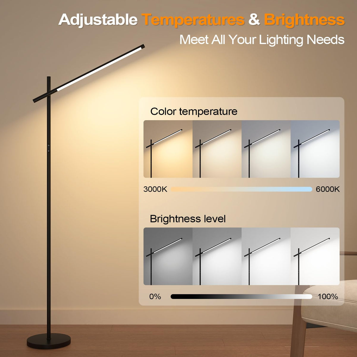 Nintiue LED corner floor lamp remote control for easy adjustments from across the room