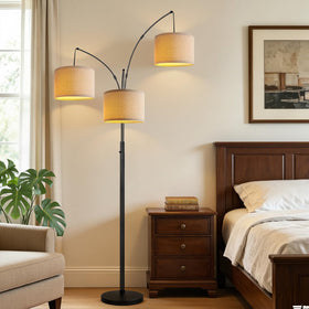 Nintiue living room setup featuring a tall lamp that complements mid-century decor.