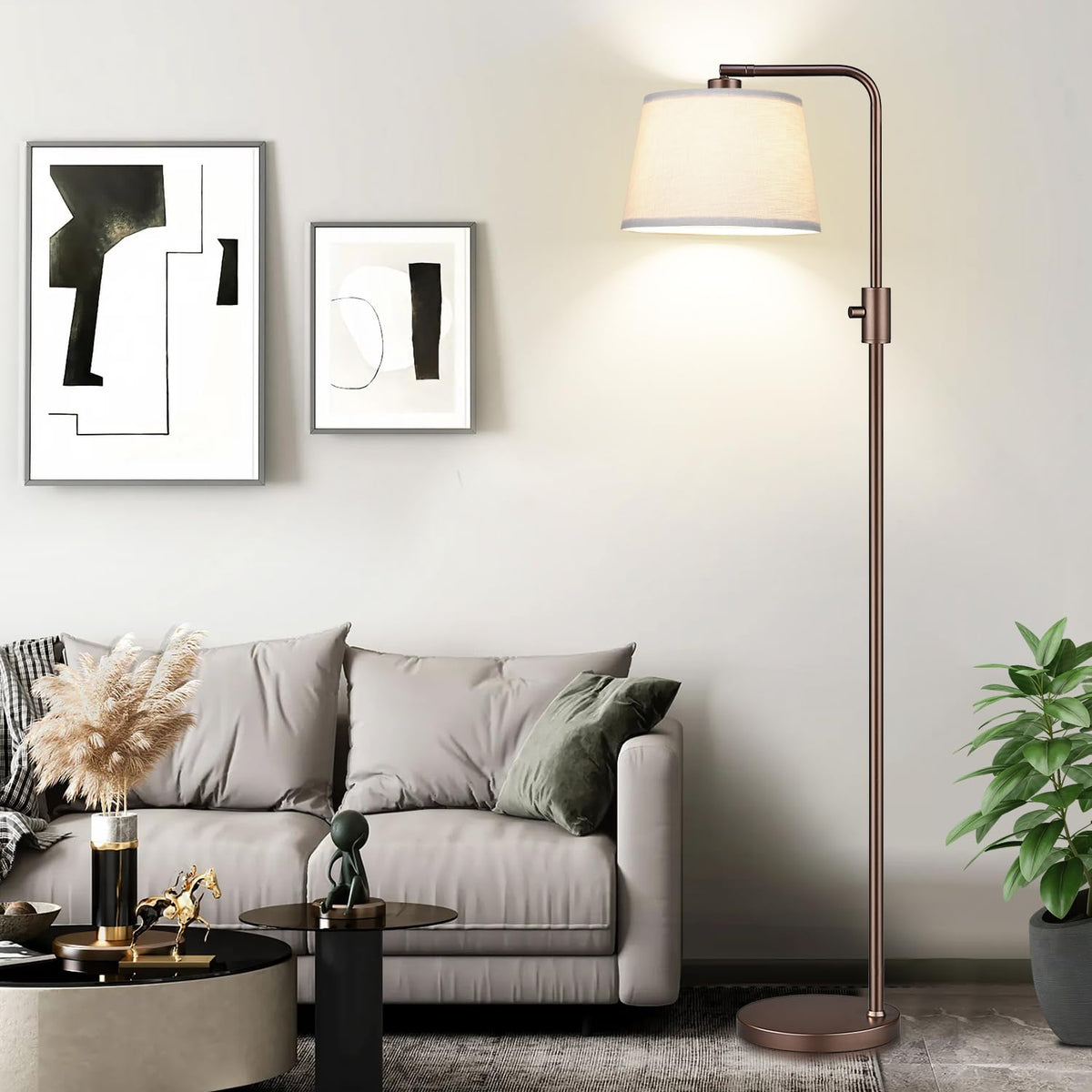 Nintiue arc lamp base provides stable support for tall living room lighting.
