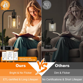 Nintiue lamp with USB-C and USB-A outlets for charging devices.