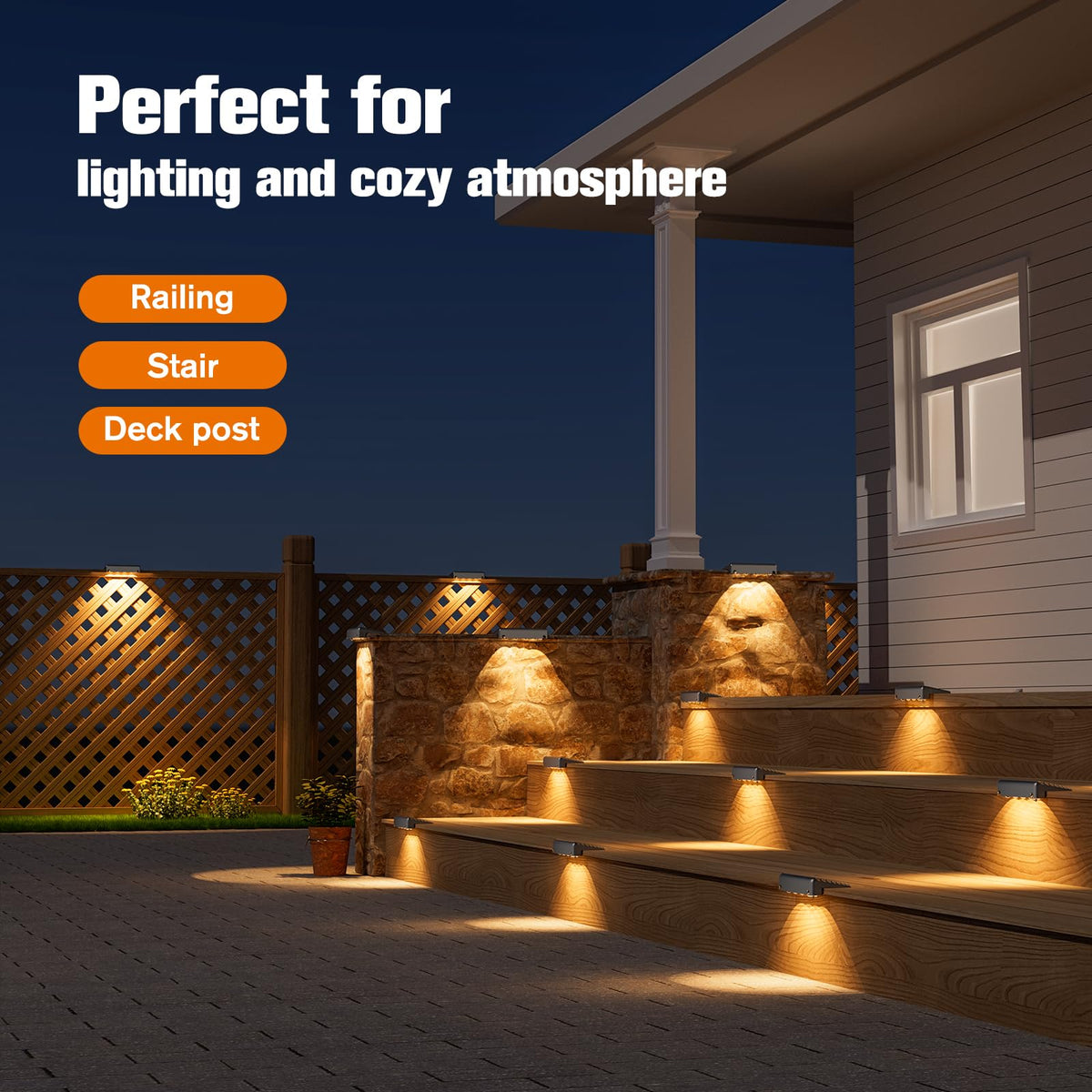 NIORSUN 12-pack deck lights ideal for decks, stairs, paths and fences.