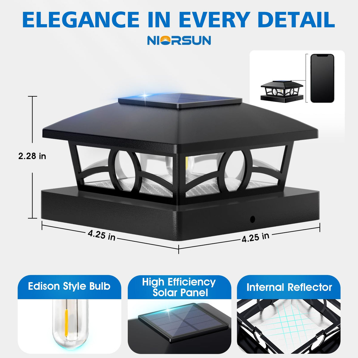 NIORSUN installation kit simplifies wiring-free setup for 4x4 posts.