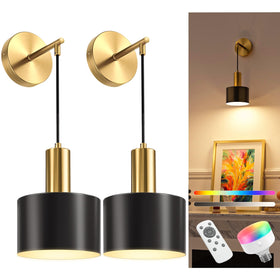 NIORSUN battery wall sconce front view with gold-black finish for elegant ambience.