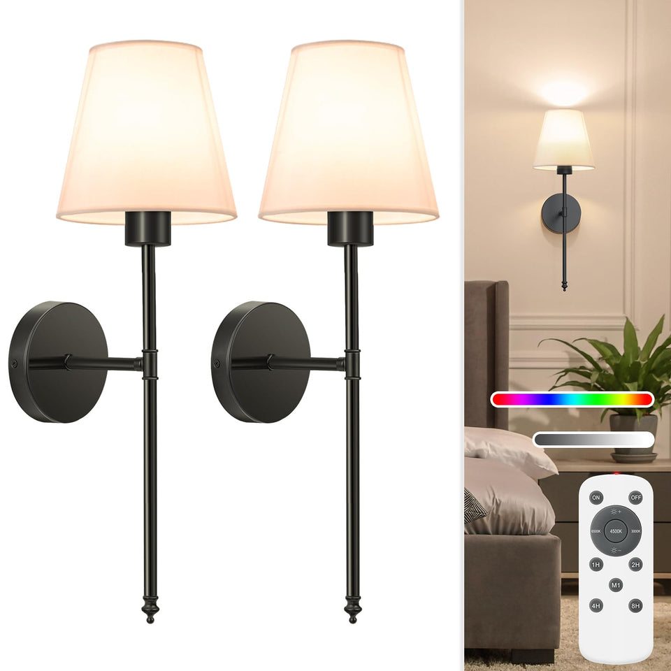 NIORSUN battery-operated wall sconce set 2, front view, enhances hallway ambiance.