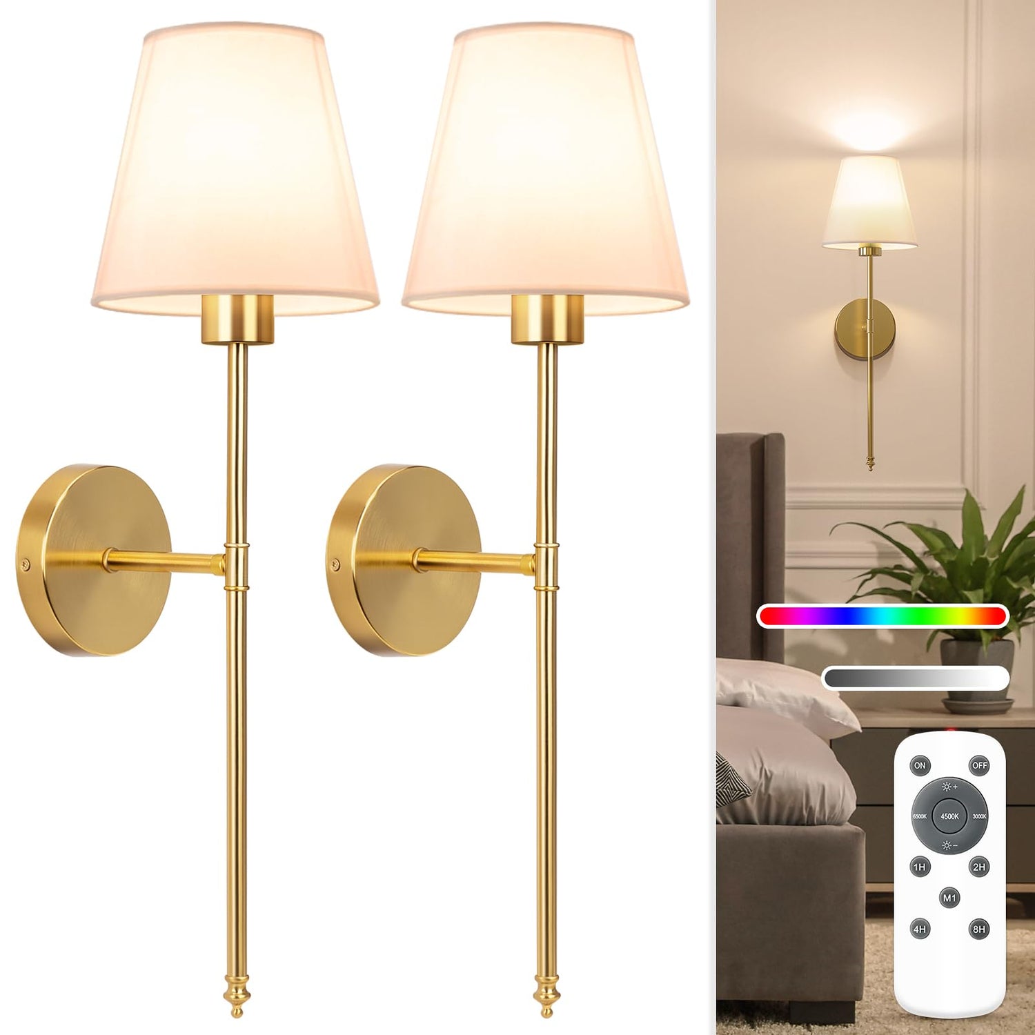 NIORSUN battery operated wall sconce setup for easy installation without wiring