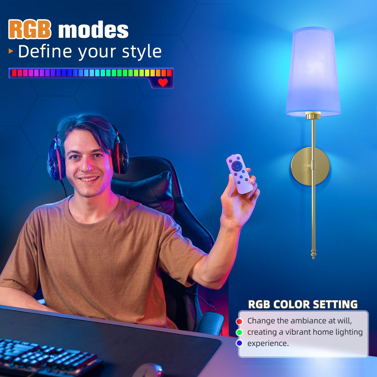 NIORSUN dimmable color temperature range 3000K-6500K for versatile mood lighting.