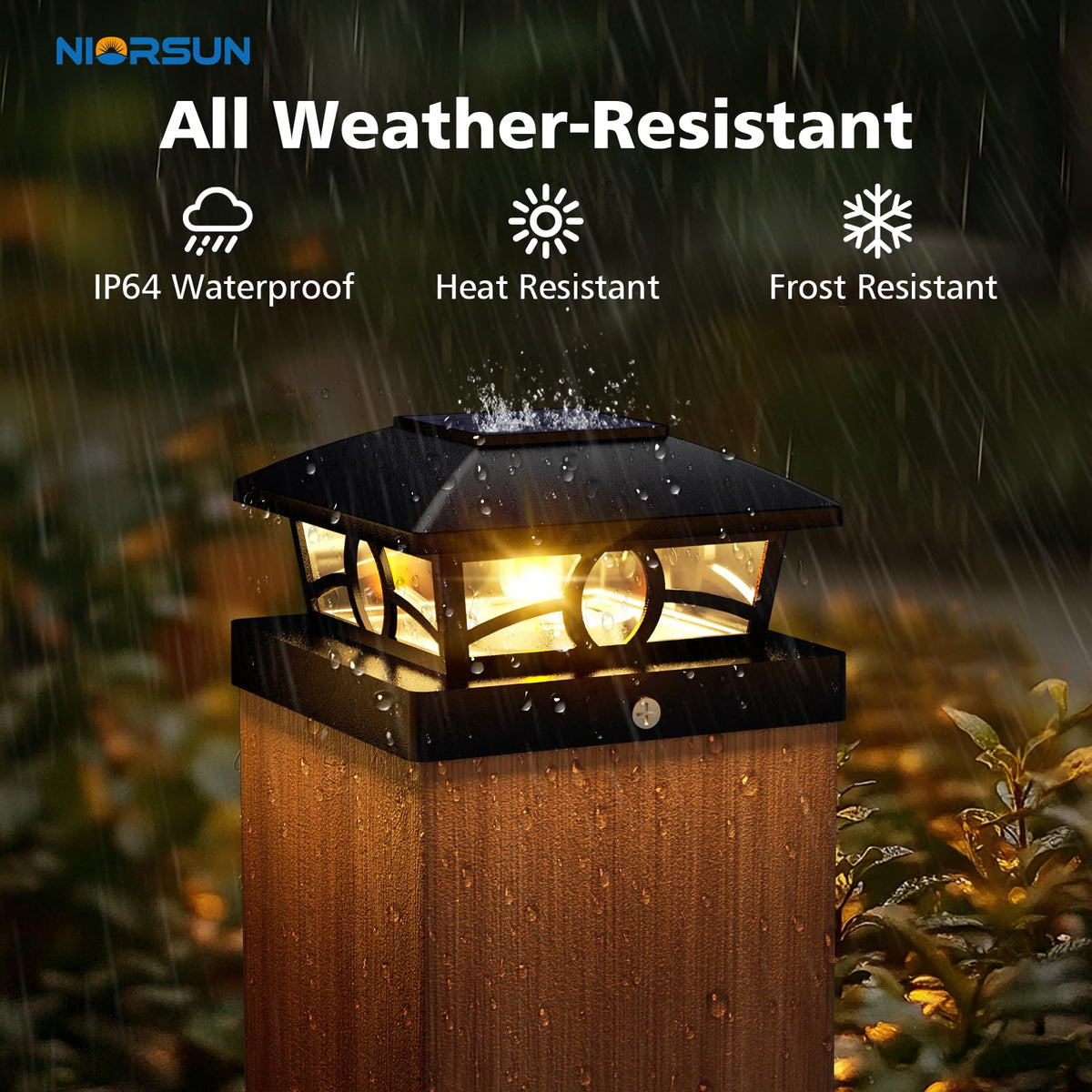 NIORSUN edison-style post light warmly illuminates outdoor spaces.