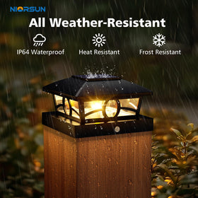 NIORSUN edison-style post light warmly illuminates outdoor spaces.