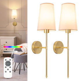 NIORSUN gold wall sconce set of 2 mounted for cordless, stylish lighting.
