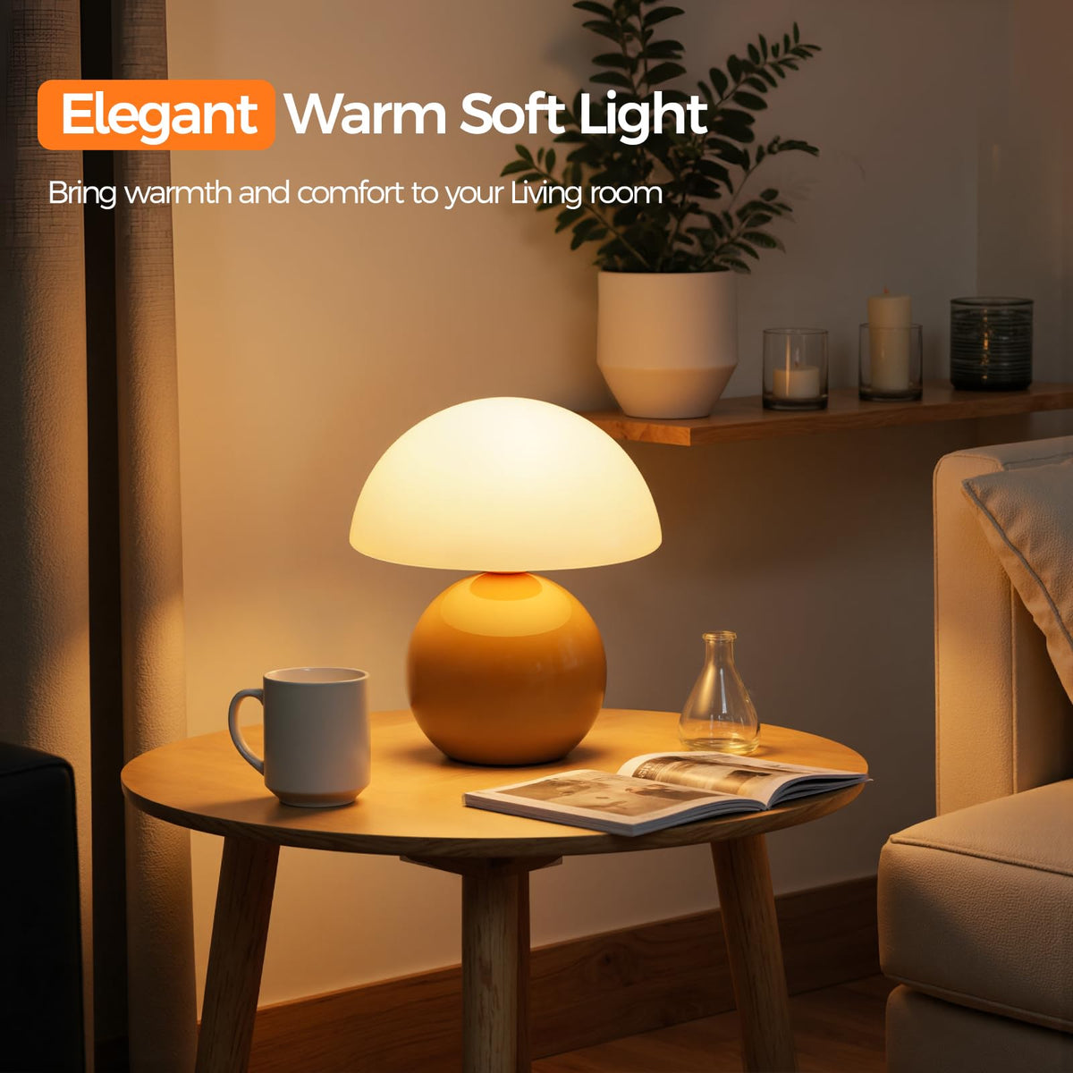 NIORSUN Mushroom Lamp ideal bedside companion for soft nighttime reading.