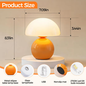 NIORSUN Mushroom Lamp metal base provides sturdy bedside lighting.