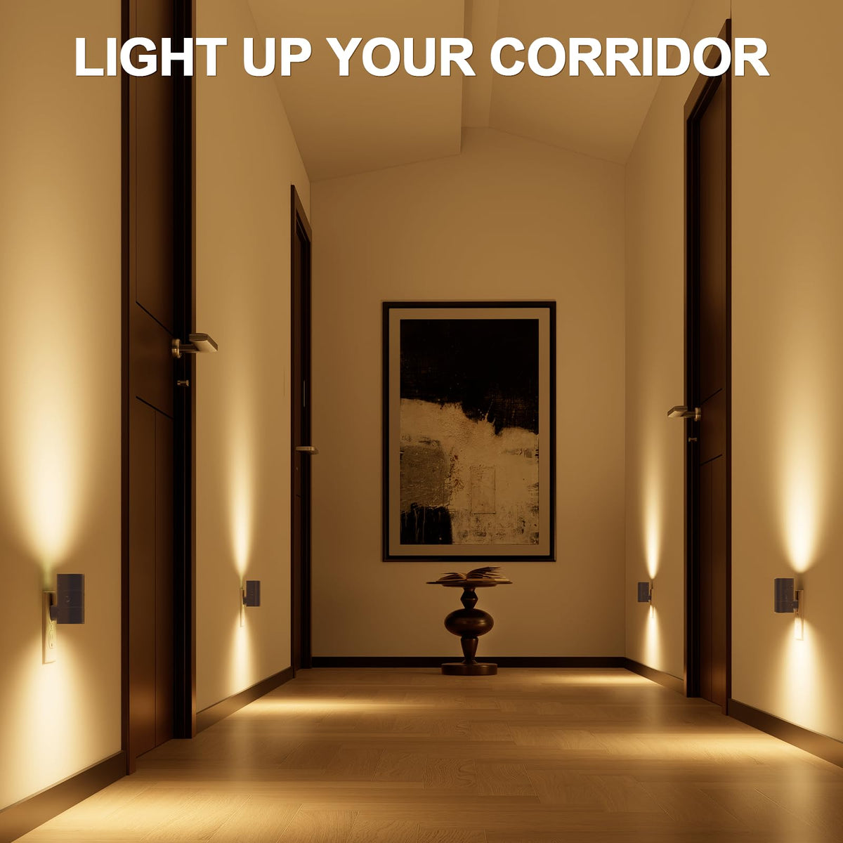 Niorsun night light four-pack offers versatile coverage across rooms in black.