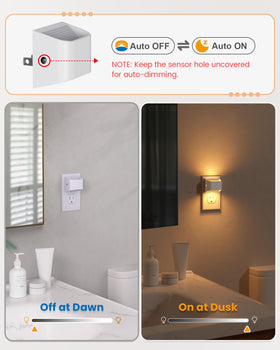 NIORSUN auto-brightness night light adjusts to ambient light levels.