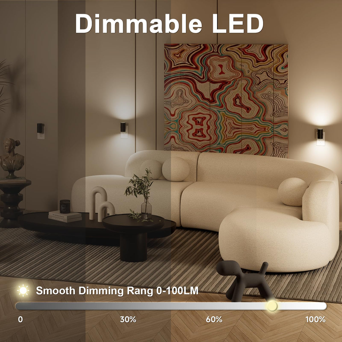 Niorsun night light features a slim unobtrusive design that fits outlets.