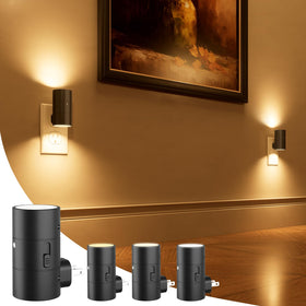 Niorsun night light plugged into wall with dimmable brightness for hallways and bedrooms.