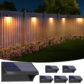 NIORSUN outdoor fence lights six-pack illuminate fences and decks with warm ambiance.
