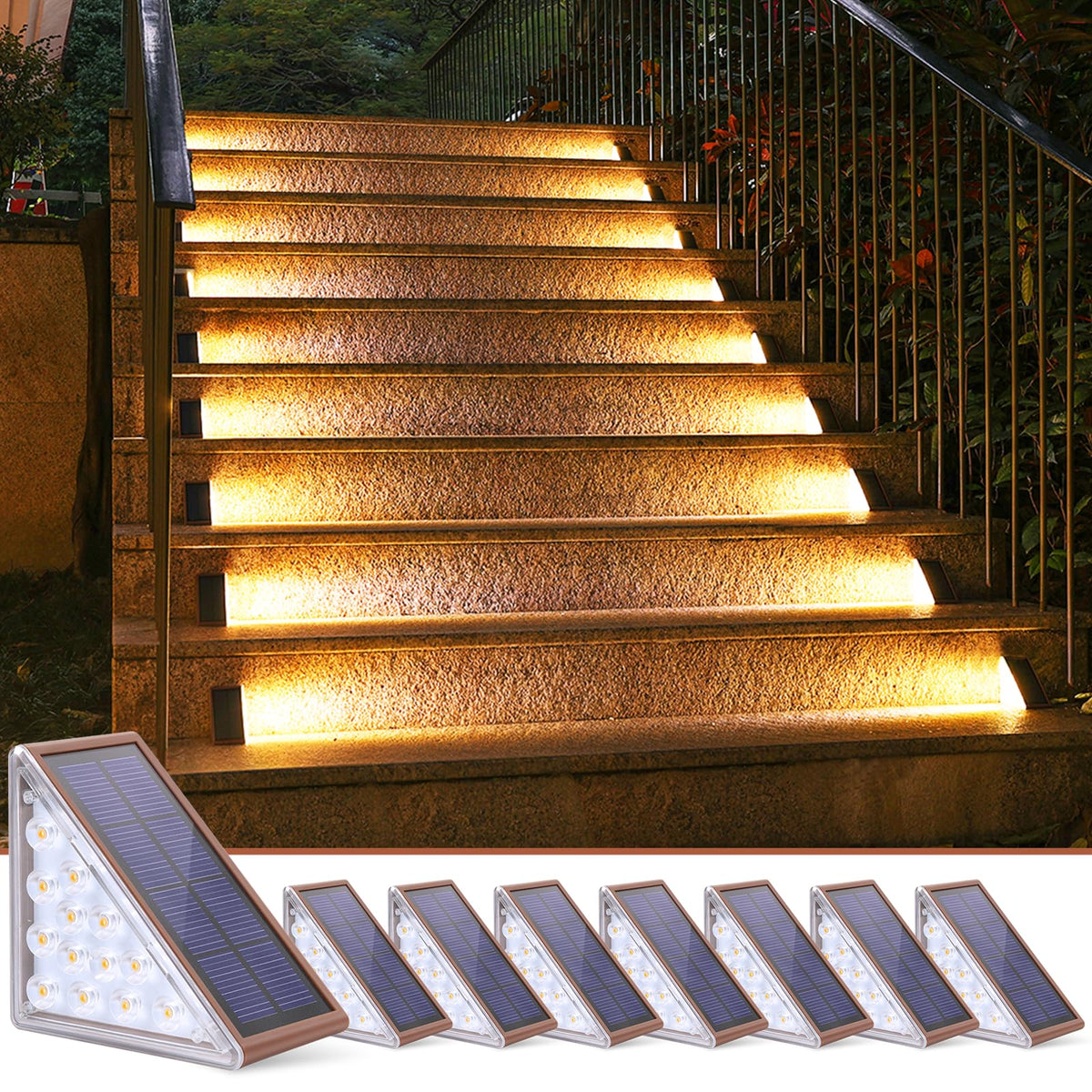 NIORSUN outdoor stair lights 8-pack illuminate steps for safer nighttime access