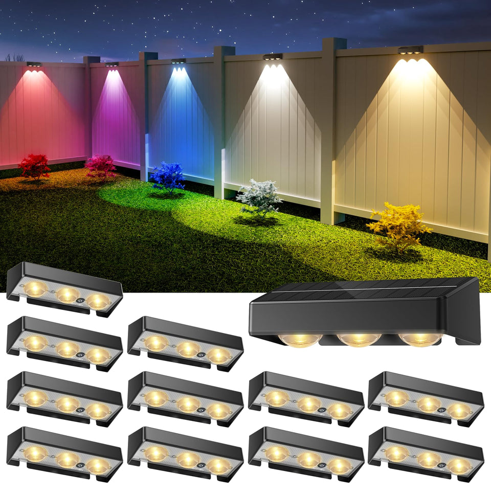 NIORSUN solar fence lights on fence illuminate steps for safer nighttime access.