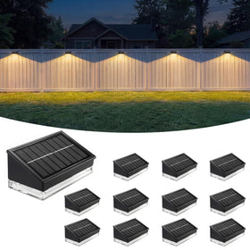 NIORSUN solar fence lights with two LEDs providing wide-angle yard illumination