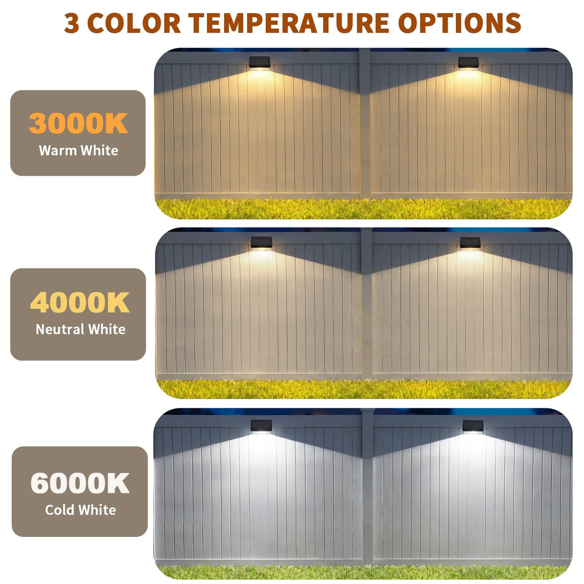 NIORSUN fence light at 3000K warm white for cozy outdoor lighting