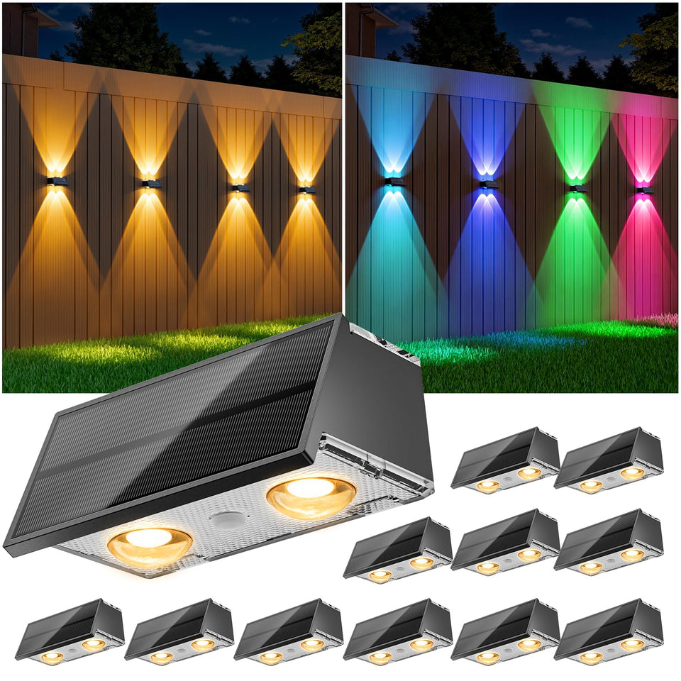 NIORSUN solar fence lights pack overview offering ambient color options for patios