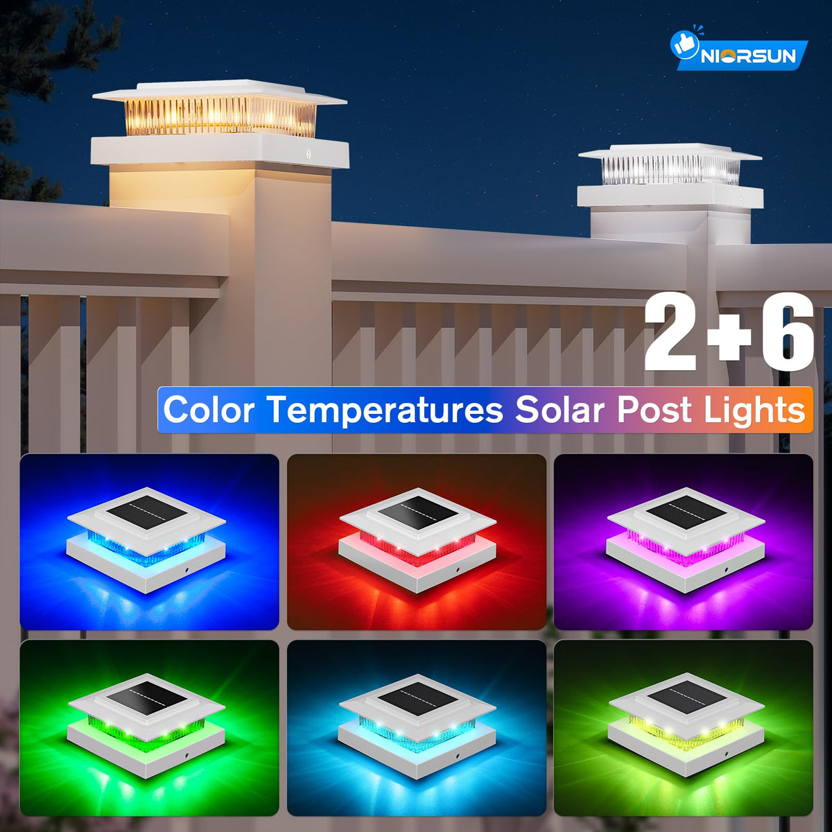 Niorsun post cap light color lock maintains a single festive color outdoors