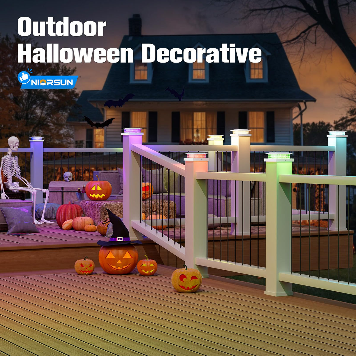Niorsun ambient post cap lighting enhances patio decor with color options