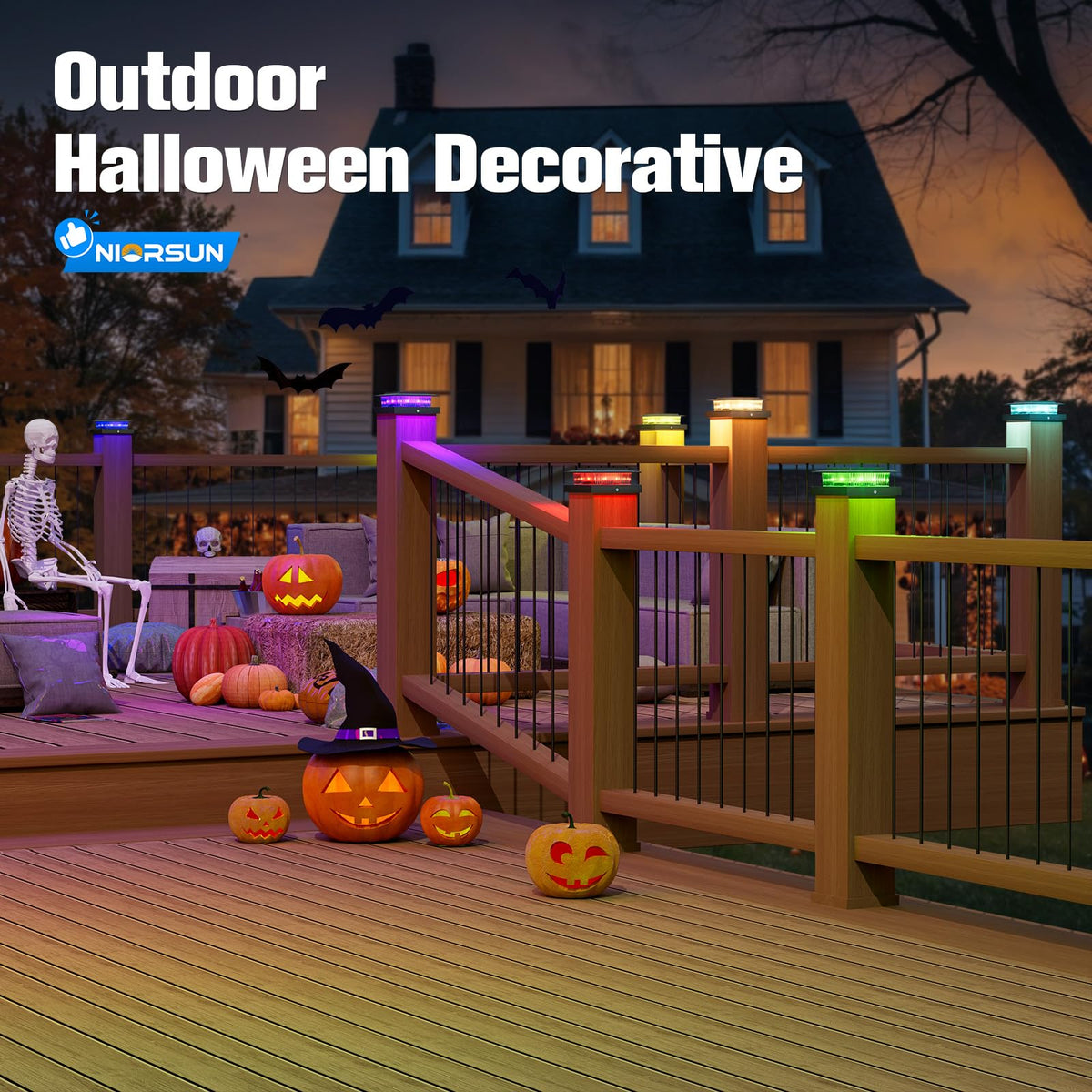 NIORSUN 12-pack post cap lights delivering consistent, low-maintenance decoration