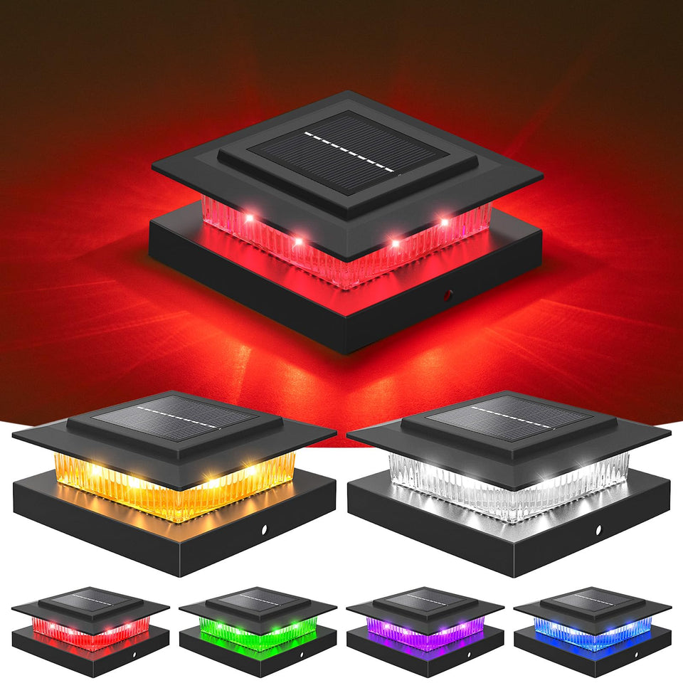 NIORSUN color-changing solar post cap lights add festive ambiance along pathways.