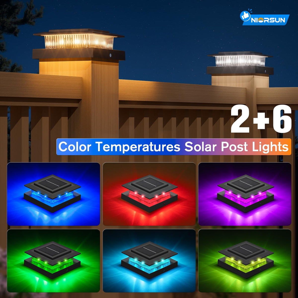 NIORSUN 4x4 post cap lights install easily with no wiring.