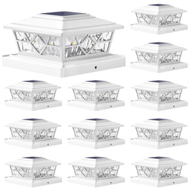 NIORSUN solar post light in cool white mode for bright exterior illumination.