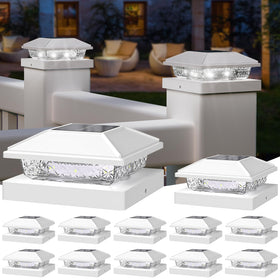 NIORSUN solar post light with cool white glow improves outdoor post visibility at dusk.